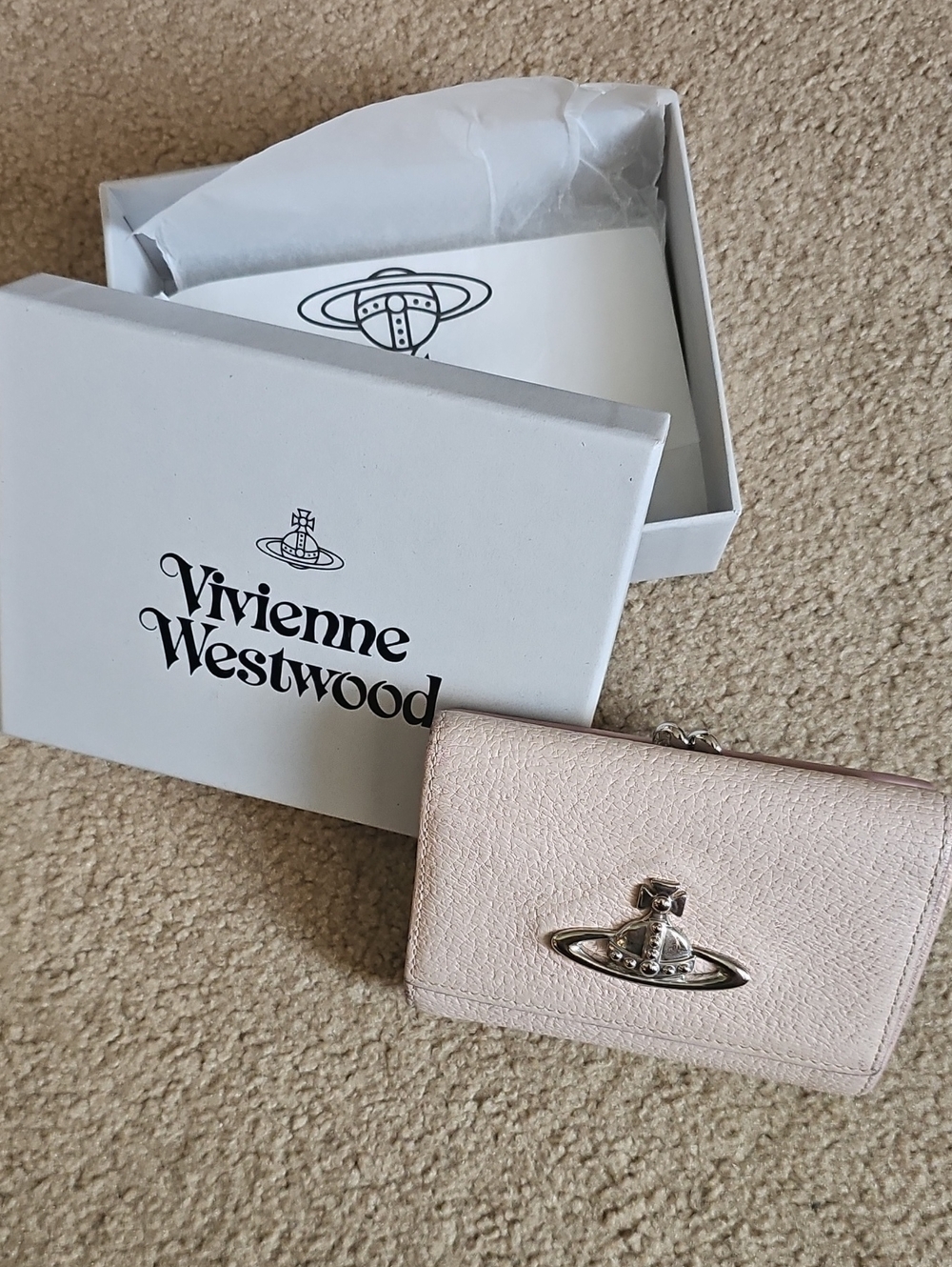 Vivienne Westwood Pale Pink Leather Wallet with Silver Orb